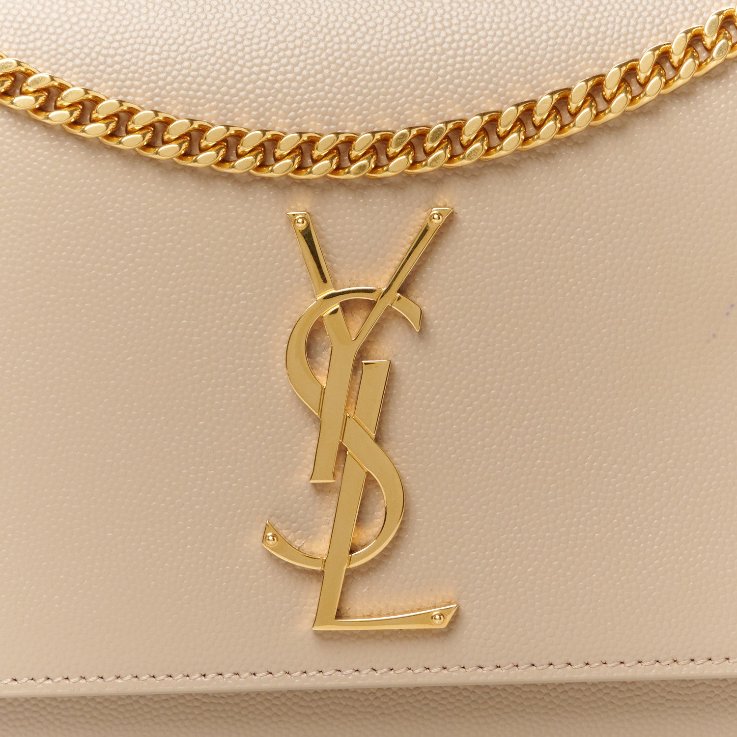 Saint Laurent Grain De Poudre Medium Monogram Kate Satchel Dark Beige 9 of 11