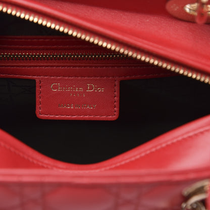 Christian Dior Lambskin Cannage Medium Lady Dior Red 6 of 10