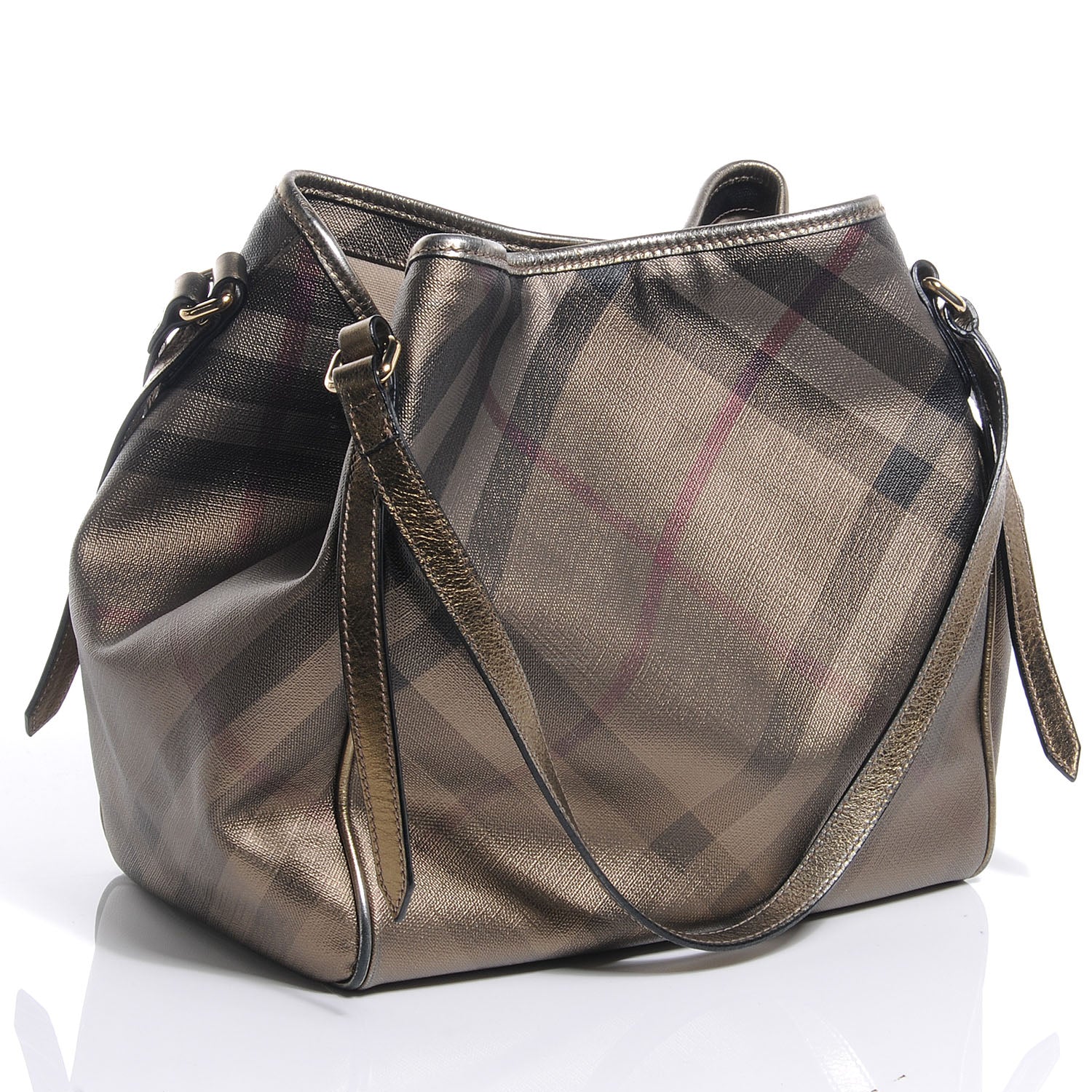 Burberry Metallic Check Small Canterbury Tote Gold 3 of 10
