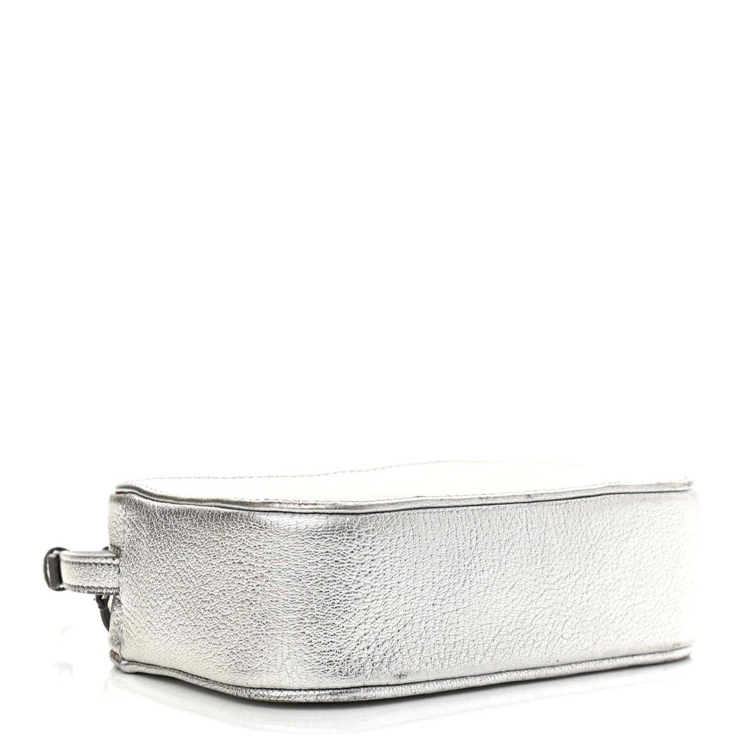 Metallic Goatskin Logo XS Everyday Camera Bag Argent Black
