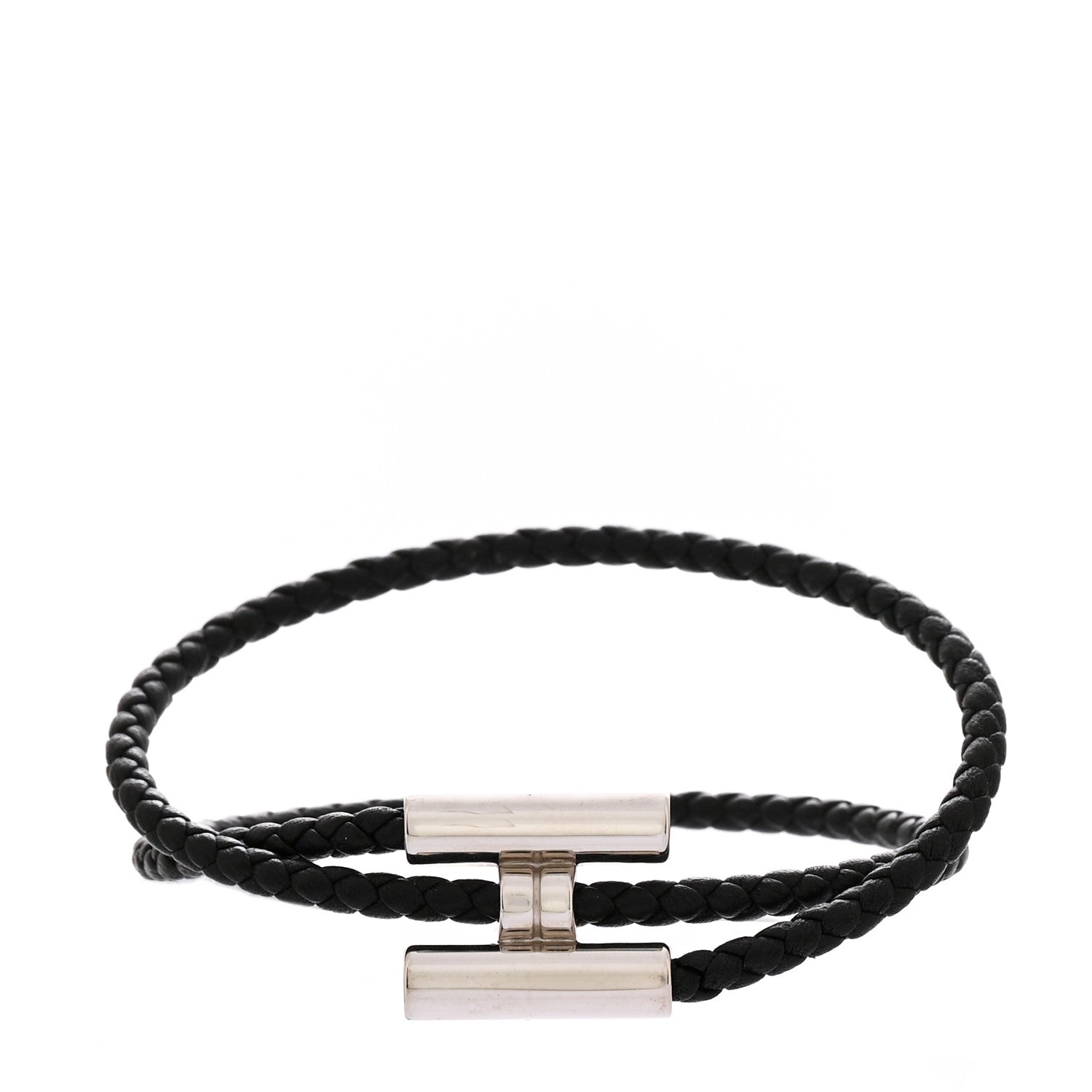 Hermes Swift Double Wrap Cord Tournis Tresse Bracelet  Black 1 of 4