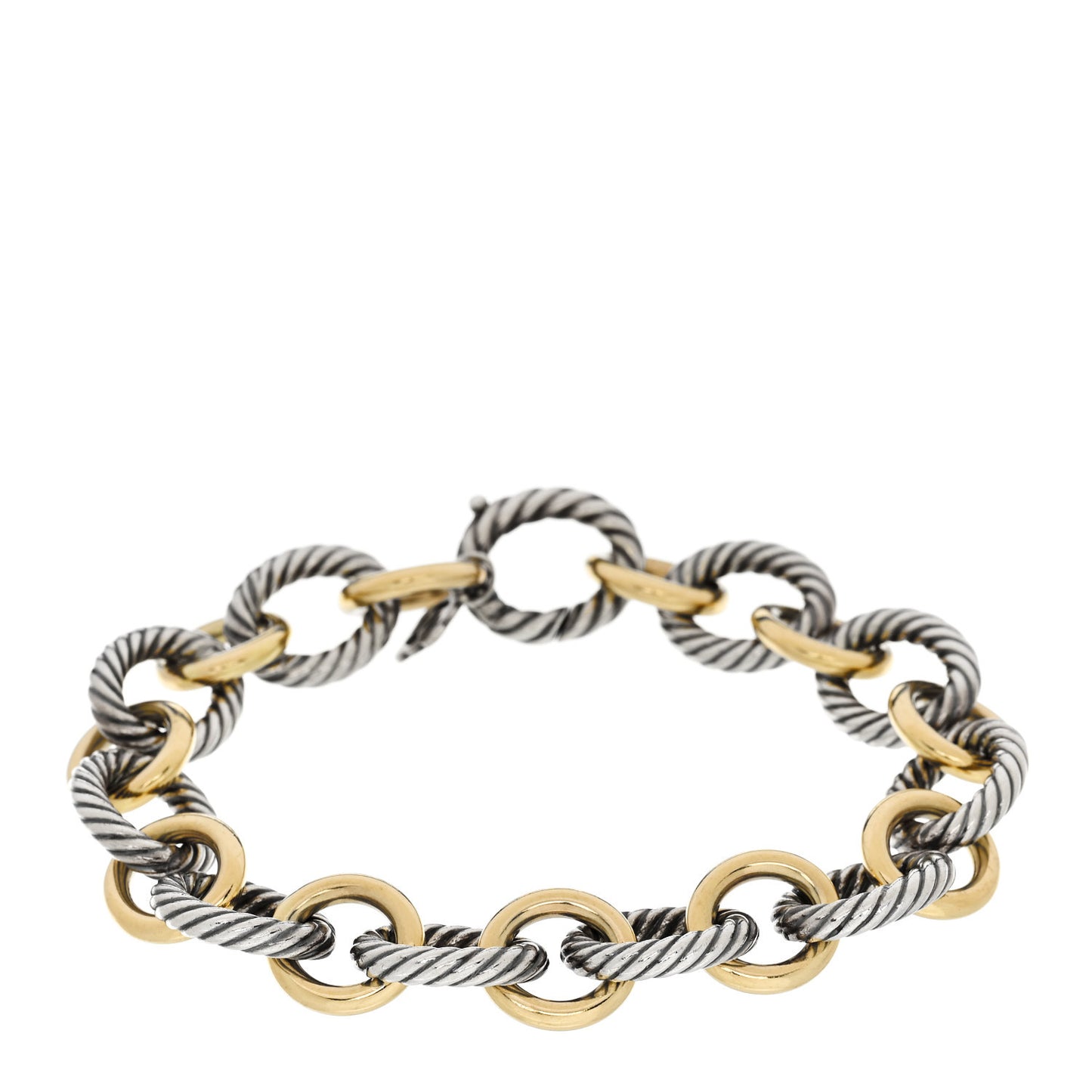 Sterling Silver 18K Yellow Gold 12mm Large Oval Link Bracelet