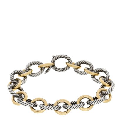 David Yurman Sterling Silver 18K Yellow Gold 12mm Large Oval Link Bracelet 1 of 5