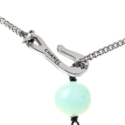 Chanel Pearl Beaded CC Logo Long Necklace Silver Multicolor 5 of 6