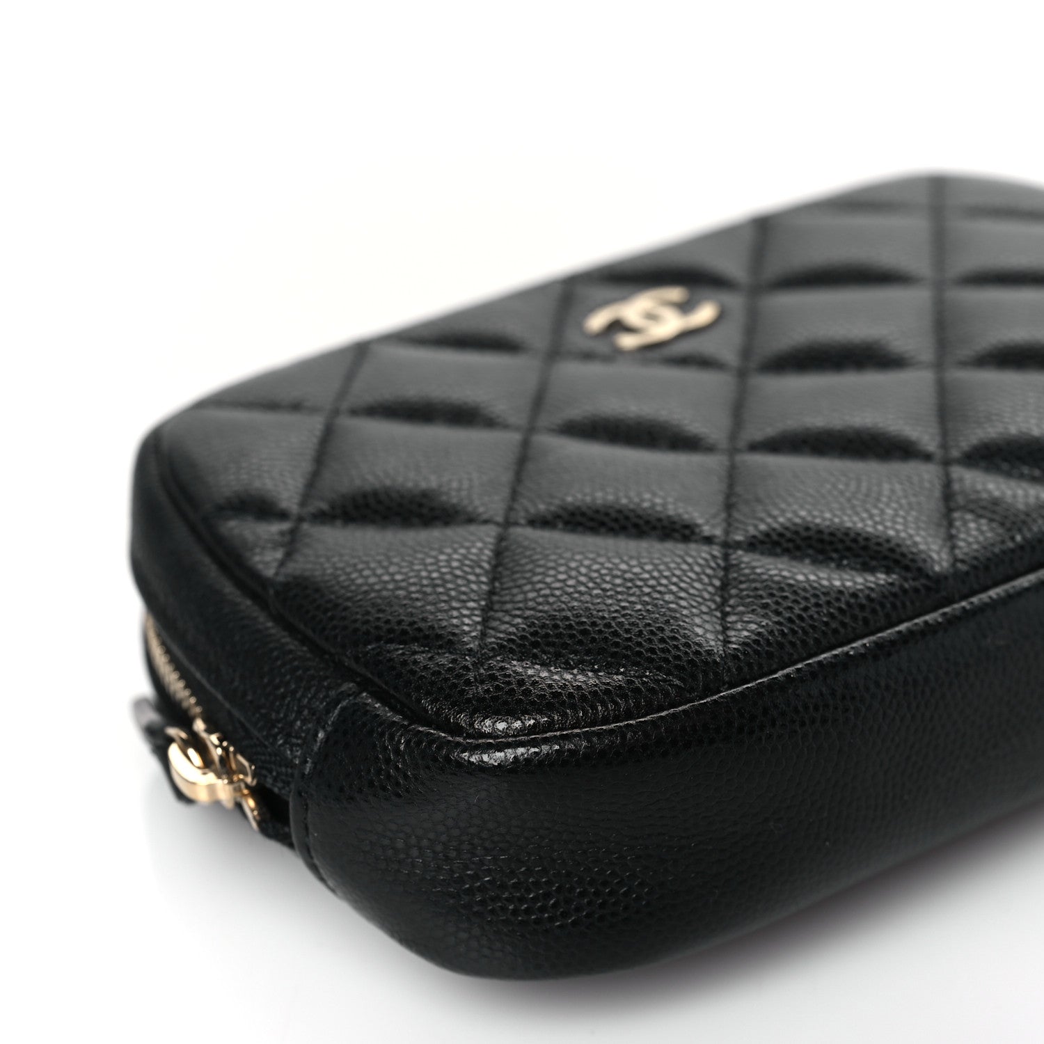 Chanel Caviar Quilted Small Curvy Pouch Cosmetic Case Black 8 of 10