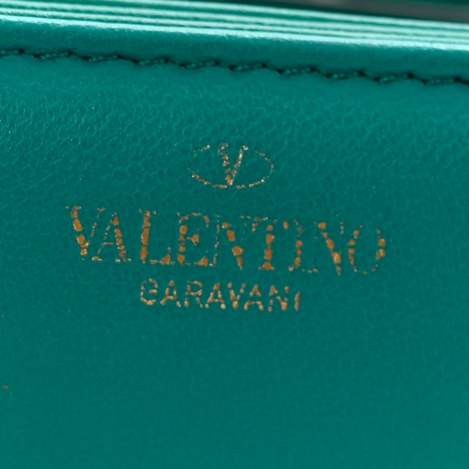 Valentino Garavani Nappa One Stud Chain Clutch Ultra Marine Green 6 of 12