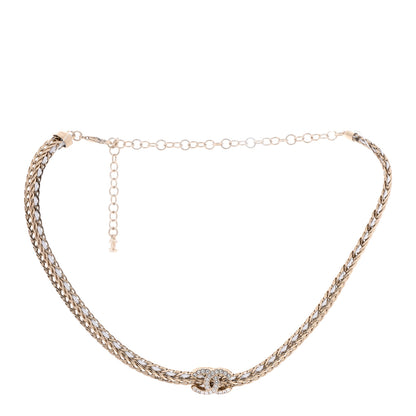 Chanel Metal Lambskin Crystal CC Choker Gold White 3 of 6