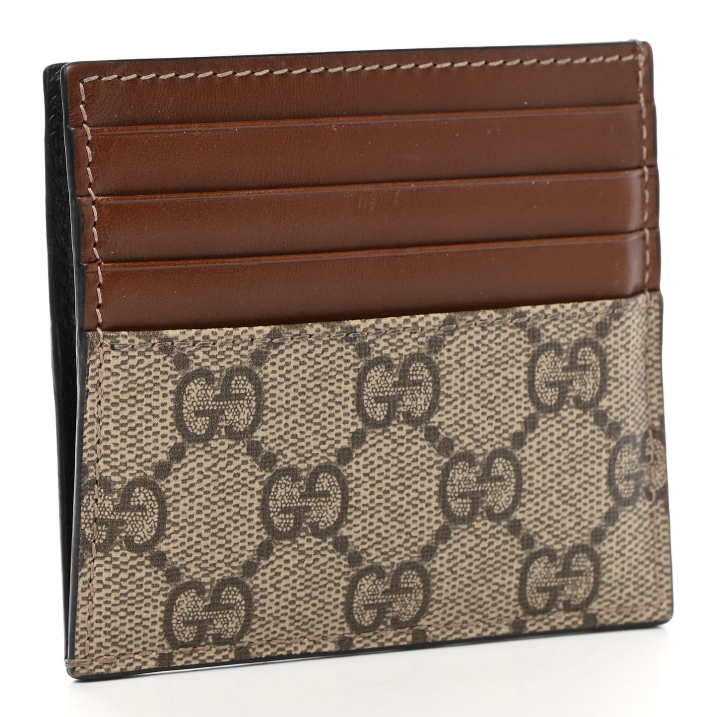 GG Supreme Monogram Calfskin Large Card Holder Beige Ebony Cuir