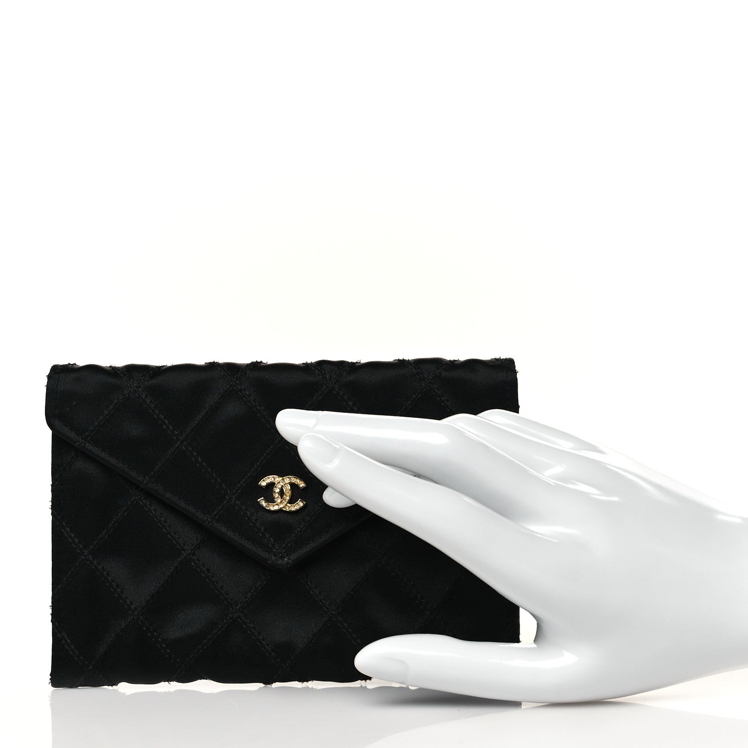 Chanel Satin Stitched Flap Card Case Black 2 of 8