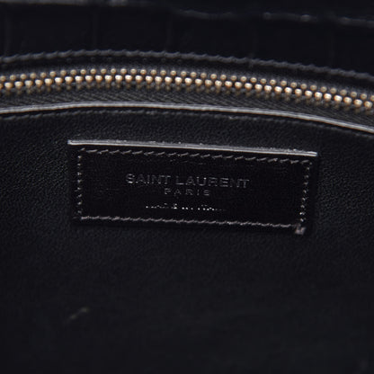 Saint Laurent Calfskin Crocodile Embossed Small Sac de Jour Black 7 of 12