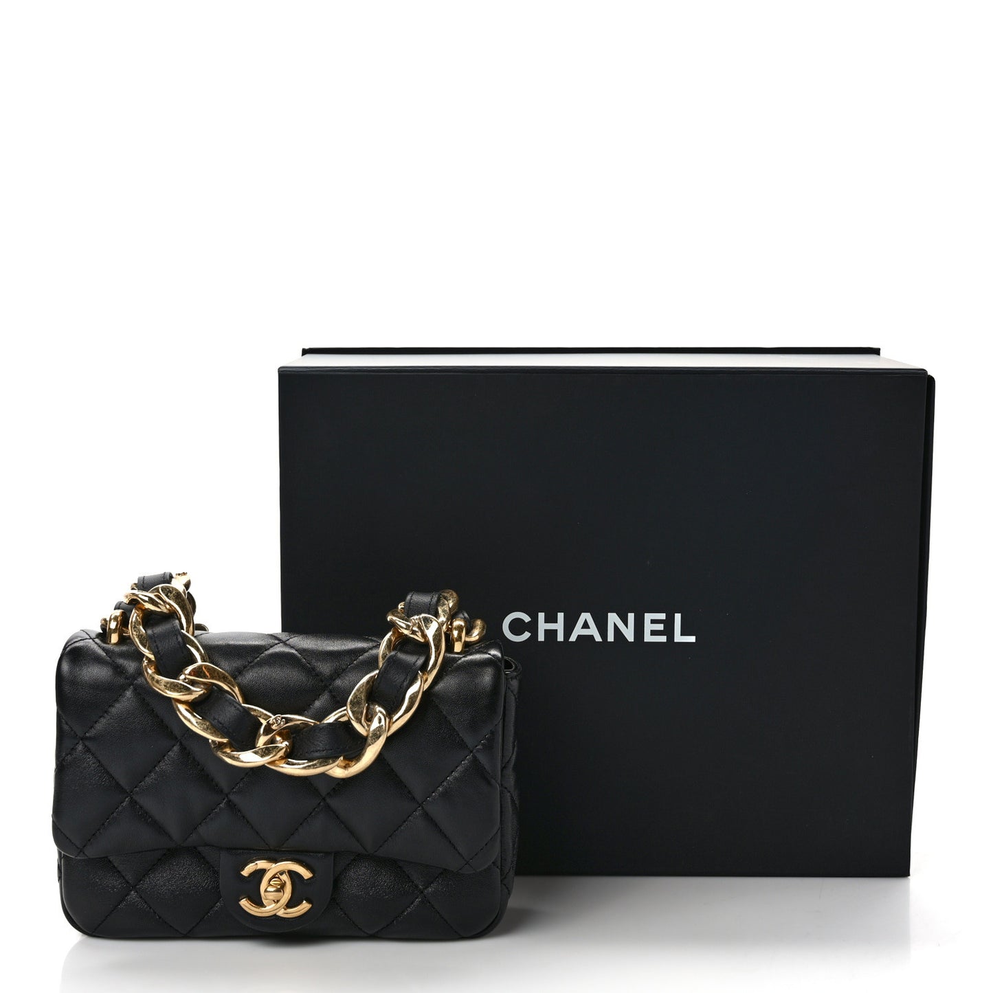 Lambskin Quilted Small Funky Town Flap Black