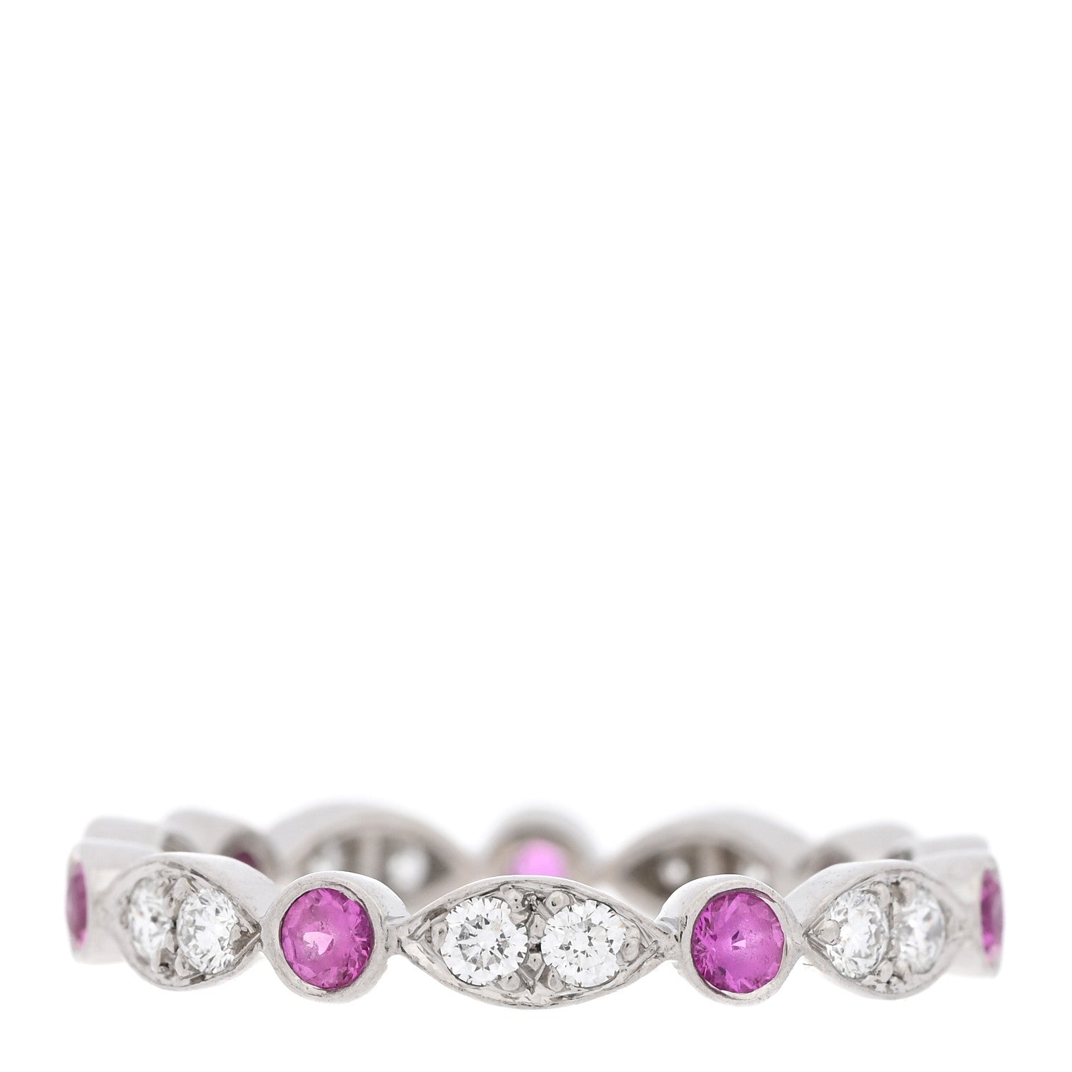 Tiffany Platinum Diamond Pink Sapphire Jazz Swing Ring 54 6.75 3 of 5