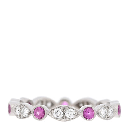 Tiffany Platinum Diamond Pink Sapphire Jazz Swing Ring 54 6.75 3 of 5