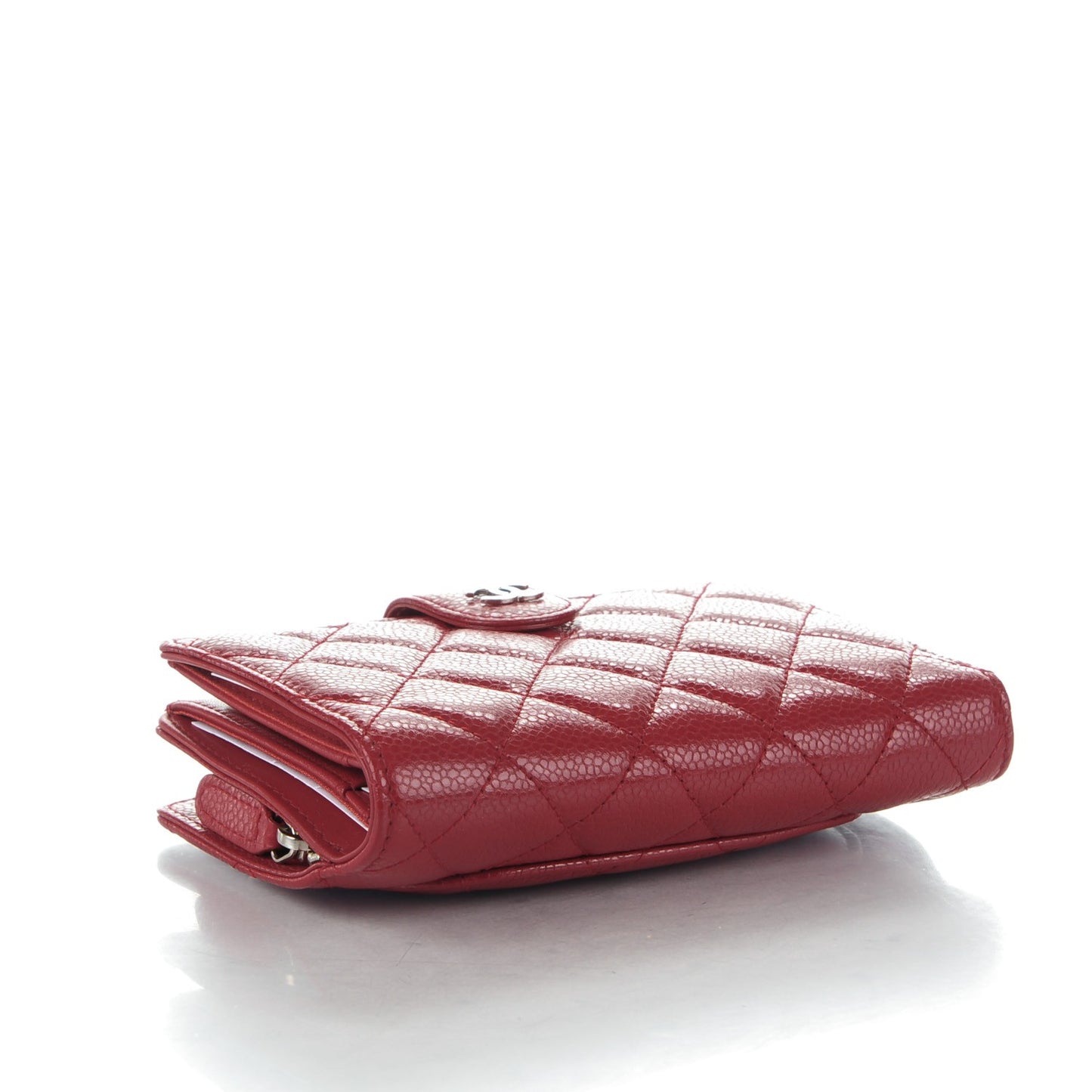 Caviar Quilted Zipped Pocket Wallet Red