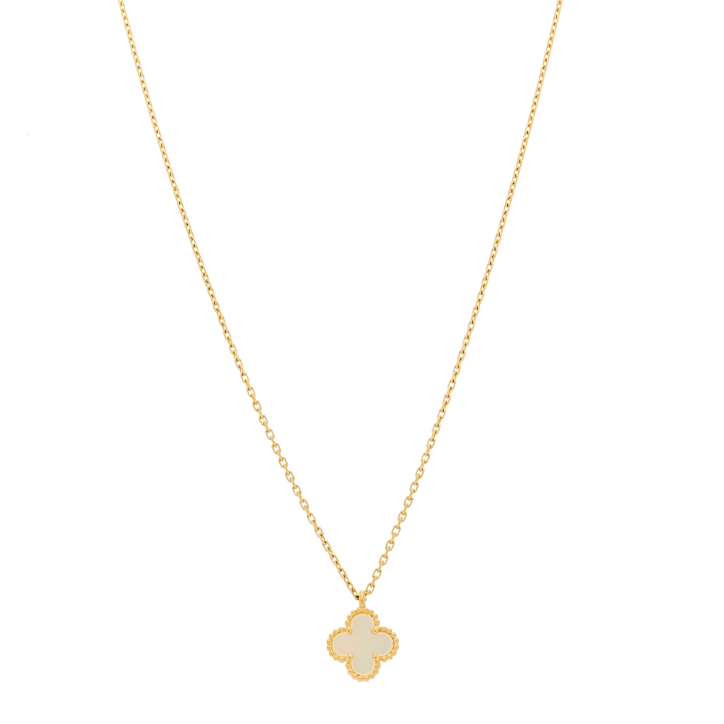 18K Yellow Gold Mother of Pearl Sweet Alhambra Pendant Necklace