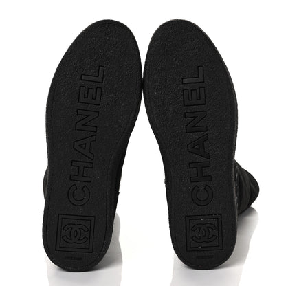 Chanel Suede Shearling Boots 36.5 Black 5 of 6