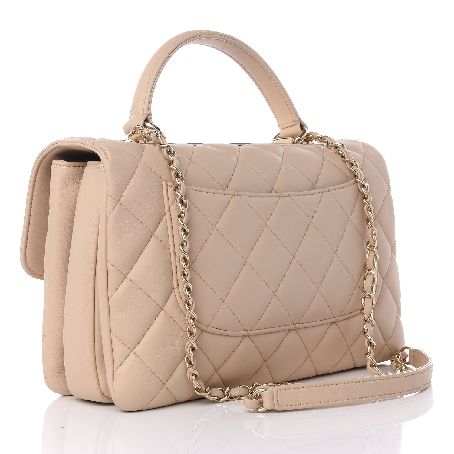 Chanel Lambskin Quilted Medium Trendy CC Flap Dual Handle Bag Beige 2 of 8