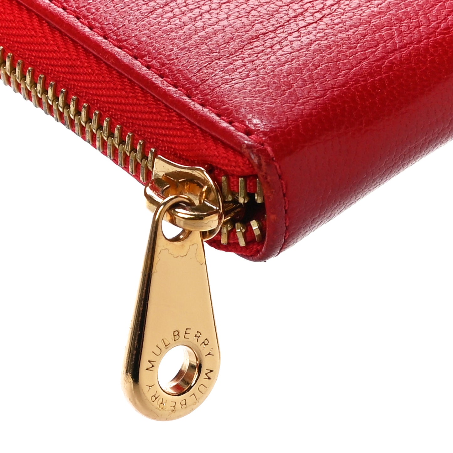 Small Classic Grain Compact Zip Wallet Red