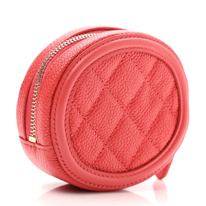 Chanel Caviar Quilted Filigree Zip Around Classic Coin Purse Red 3 of 9