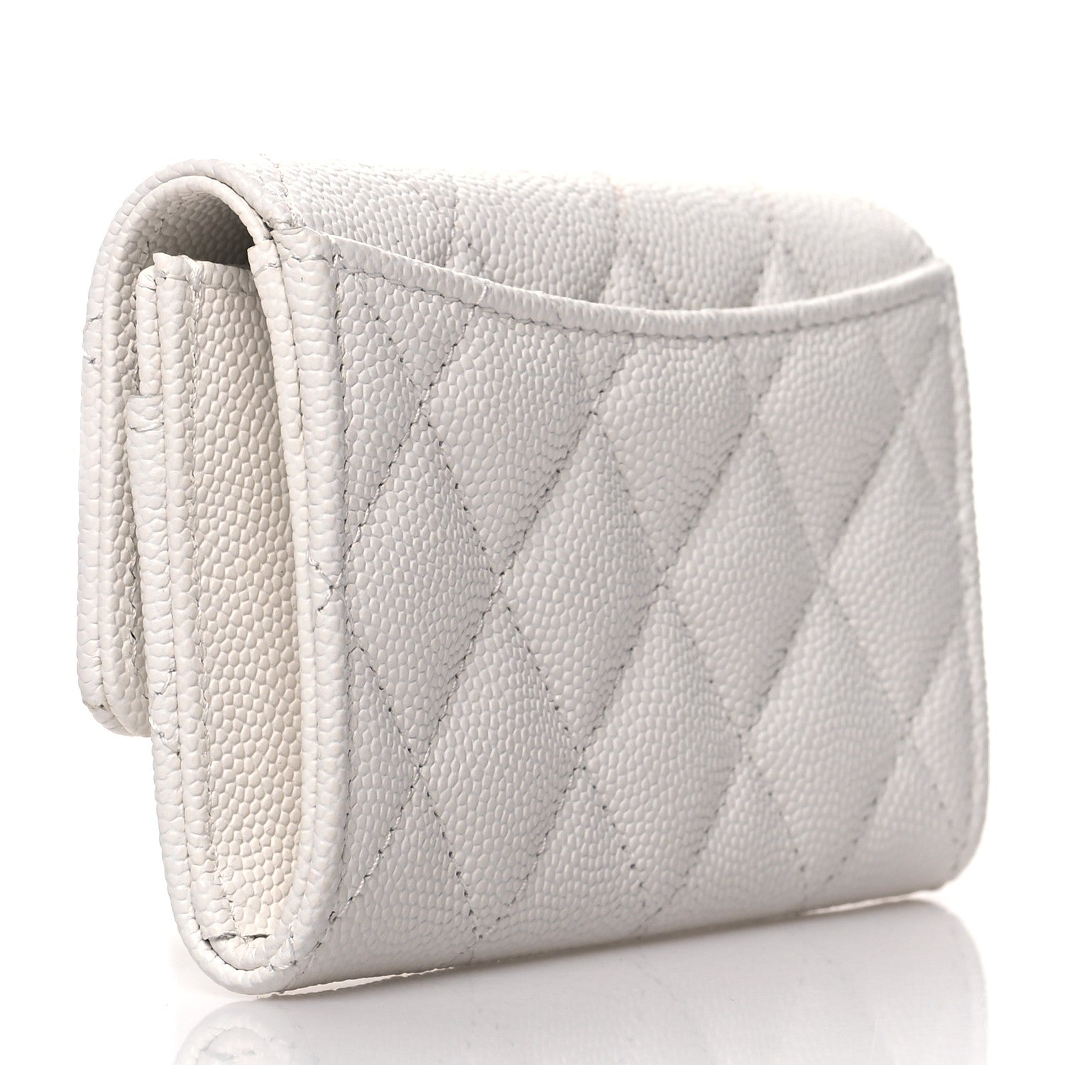 Chanel Caviar Quilted Enamel Coco Casino Flap Card Holder Wallet White 3 of 11