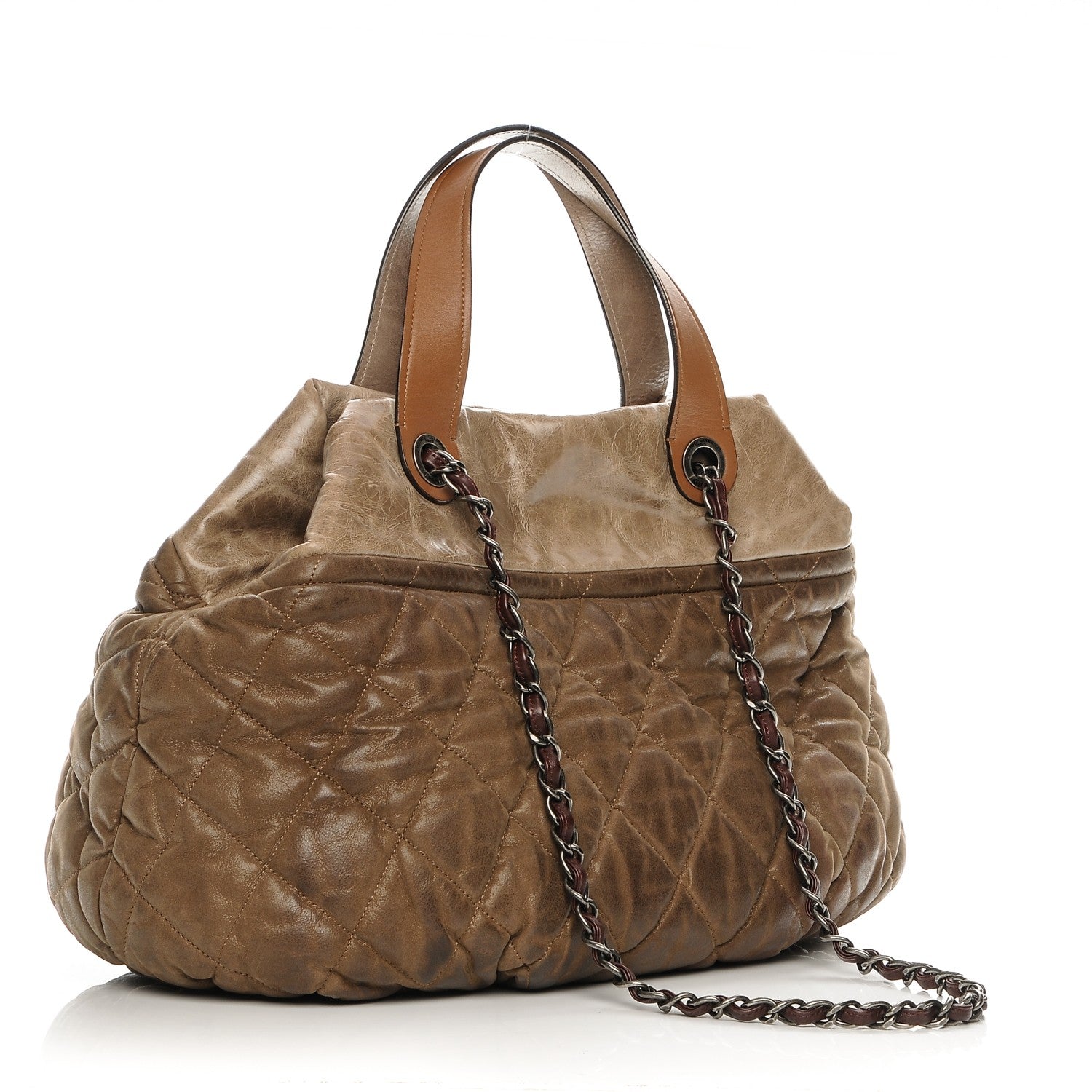 Chanel Iridescent Calfskin Quilted Large In The Mix Tote Khaki 12 of 16