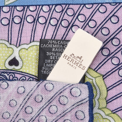 Hermes Cashmere Silk Parures De Samourais Shawl 140 Gris Chine Mauve Parme 5 of 6
