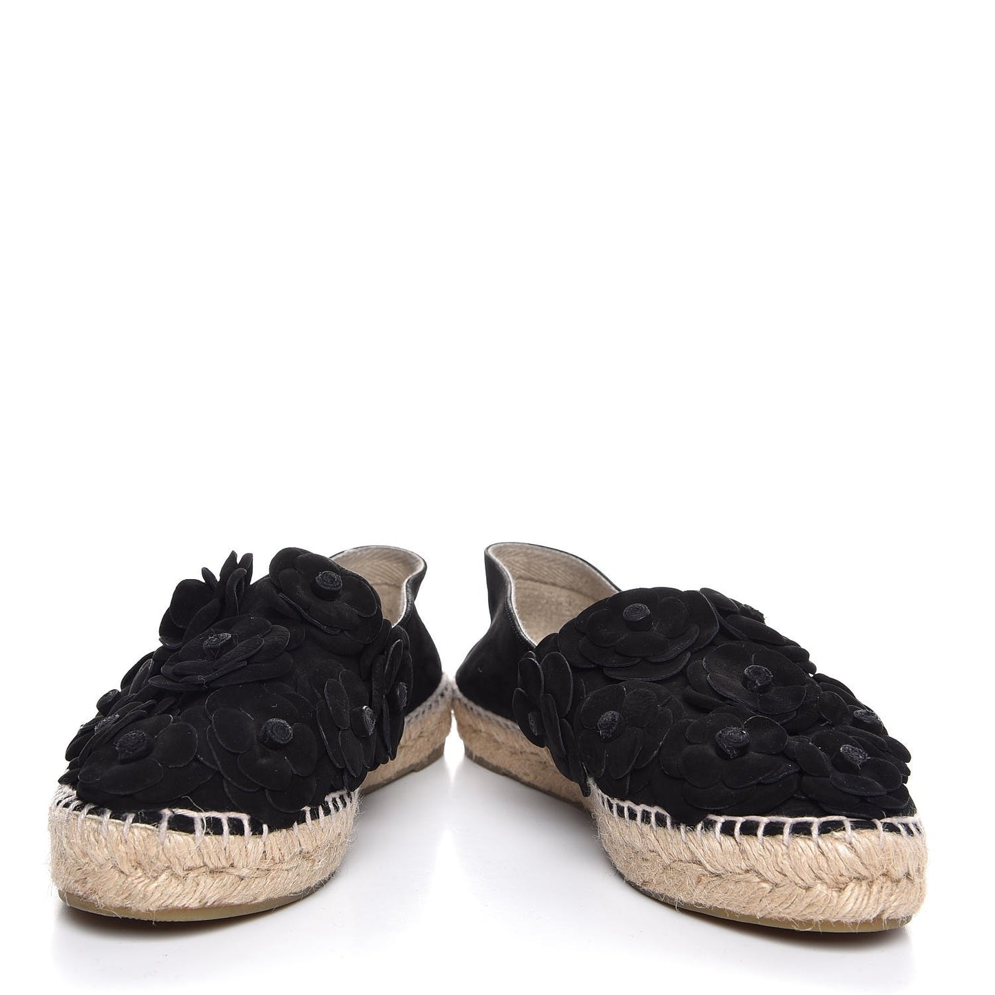 Suede Camellia CC Espadrilles 38 Black
