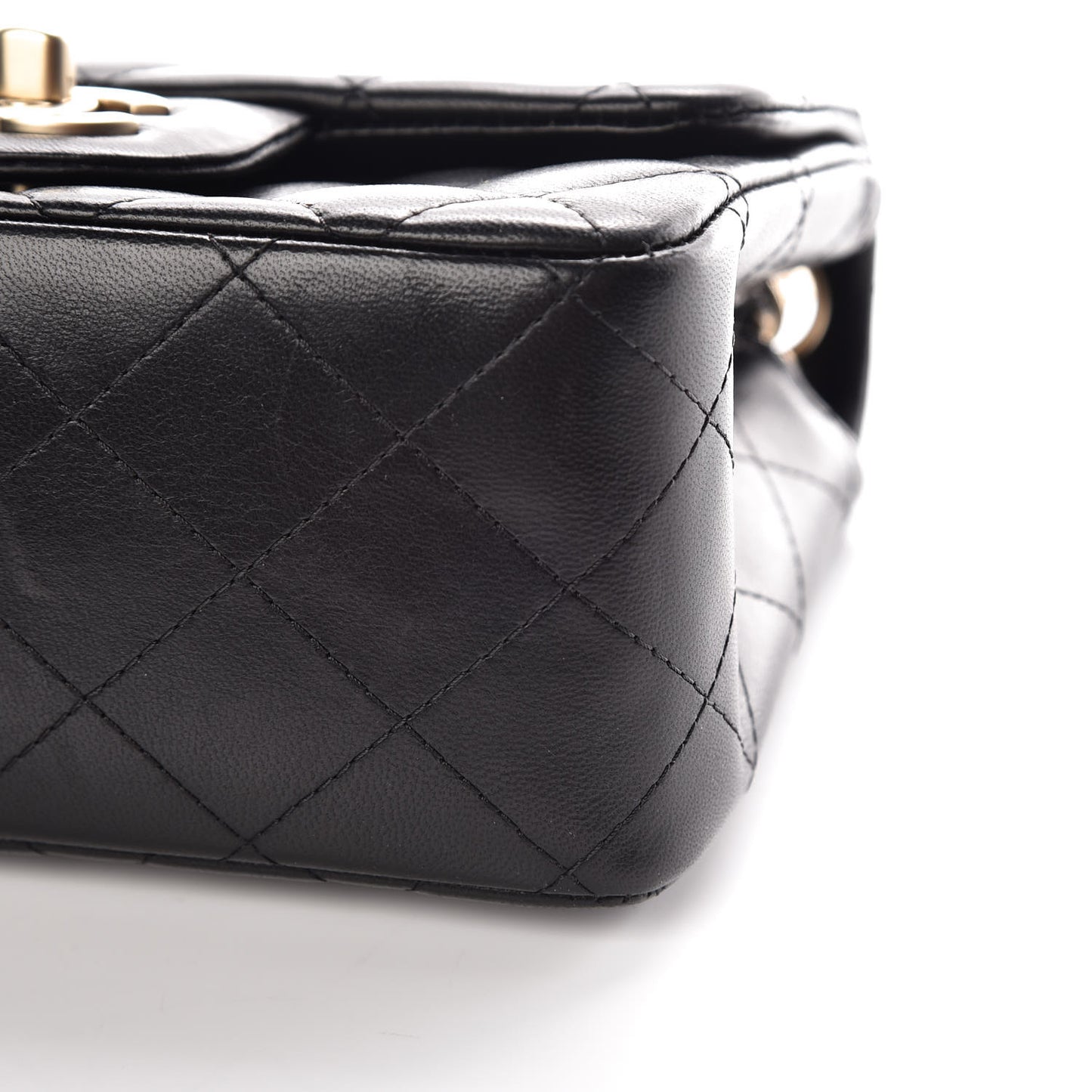 Lambskin Quilted Mini Square Flap Black