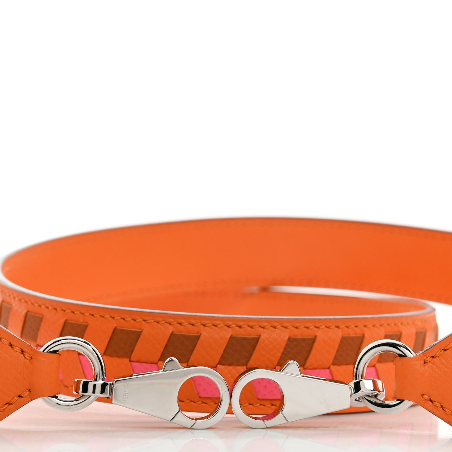 Epsom 25mm Tressage Shoulder Strap Orange Gold Rose Azalee