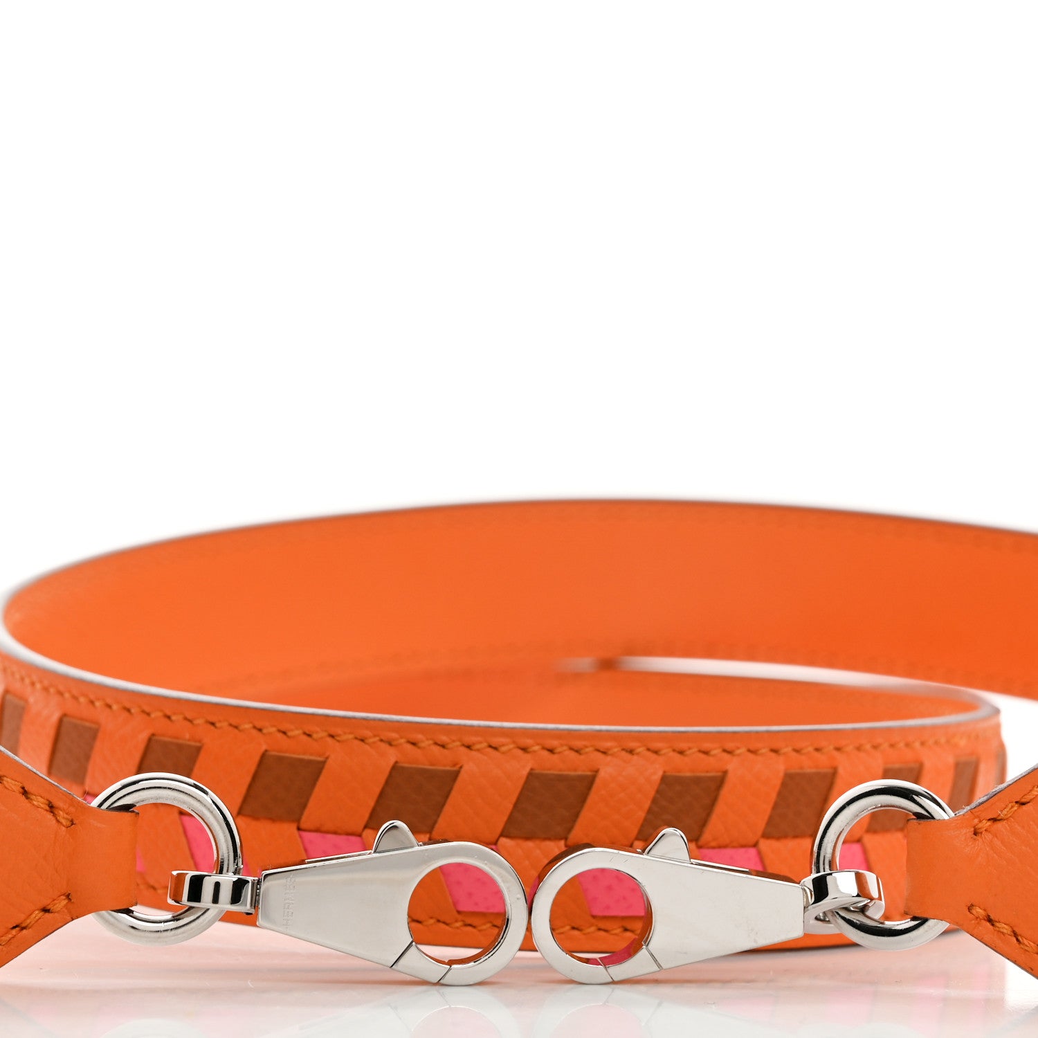 Hermes Epsom 25mm Tressage Shoulder Strap Orange Gold Rose Azalee 5 of 5
