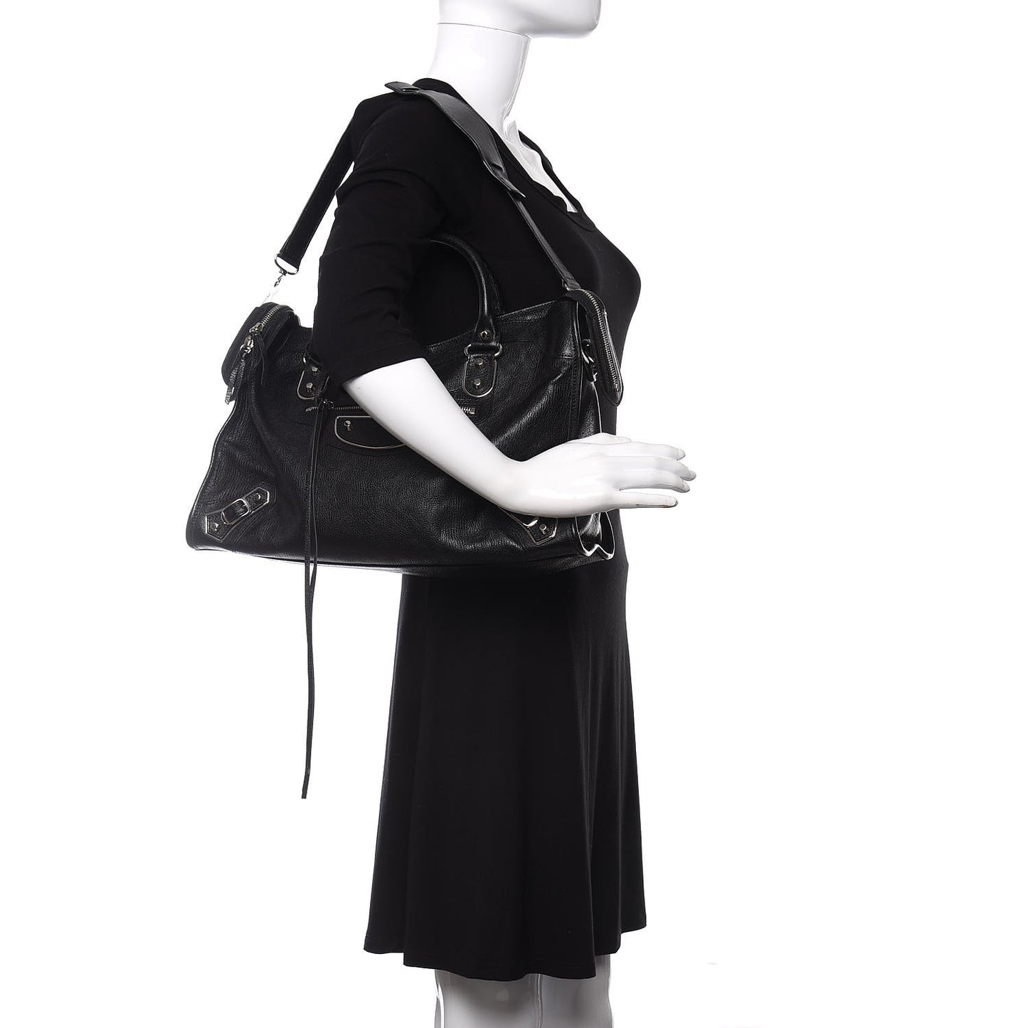 Chevre Silver Metallic Edge Hardware City Black