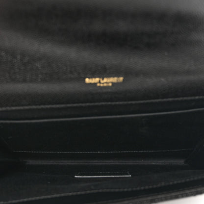 Saint Laurent Grain De Poudre Textured Mixed Matelasse Triquilt Monogram Clutch Black 5 of 7