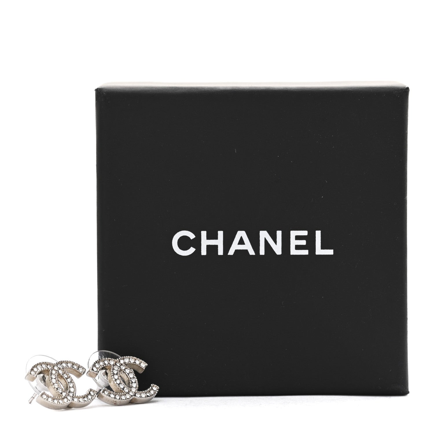 Chanel Crystal CC Earrings Silver 10 of 10