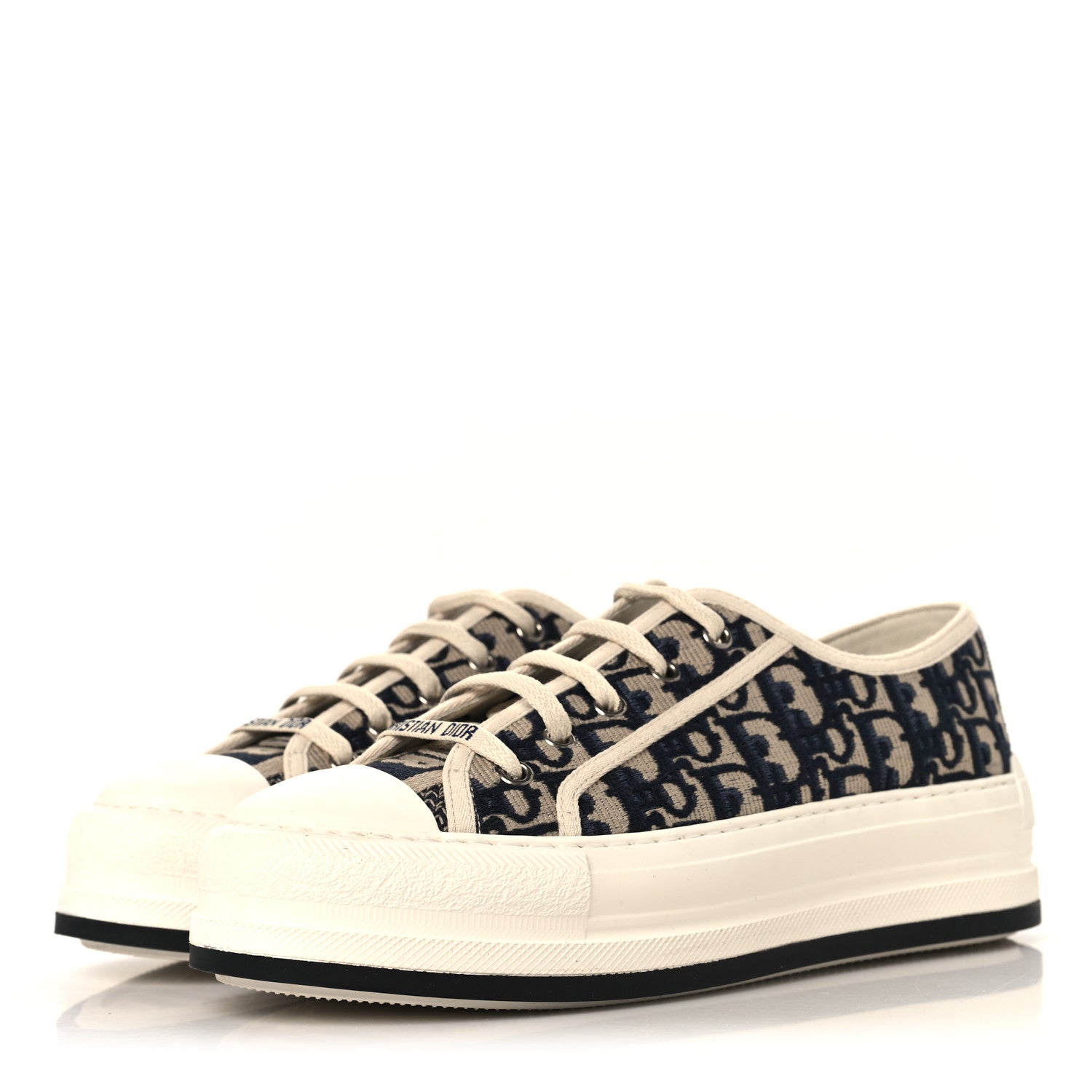 Christian Dior Canvas Oblique Walk'N'Dior Low Top Sneakers 40 Deep Blue 4 of 8