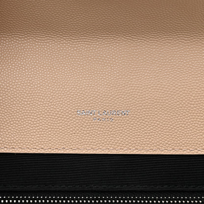 Saint Laurent Grain De Poudre Matelasse Chevron Large Monogram Satchel Nude Powder 6 of 11