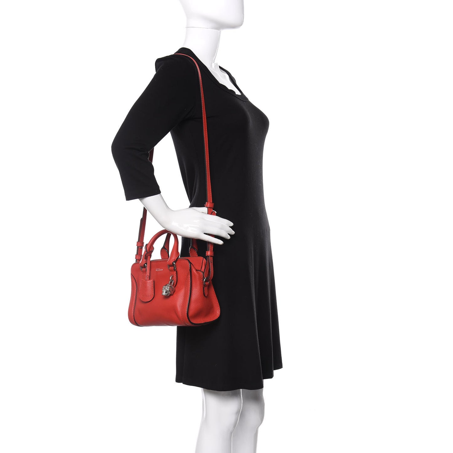 Pebbled Calfskin Mini Padlock Tote Red