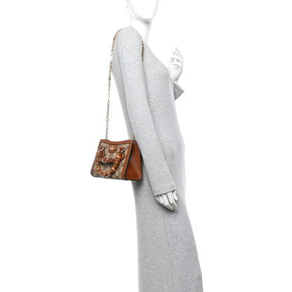 Gucci New Canvas Charisma Calfskin Crystal GG Monogram Mini Diana Tote Bag Camel Ebony 2 of 13