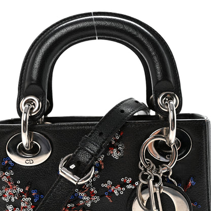 Christian Dior Goatskin Sequin Embroidered Mini Lady Dior Black 7 of 9