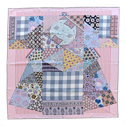 Hermes Silk L'Art du Sarasa Scarf 90 Rose Pale Gris Perle Mauve 1 of 7