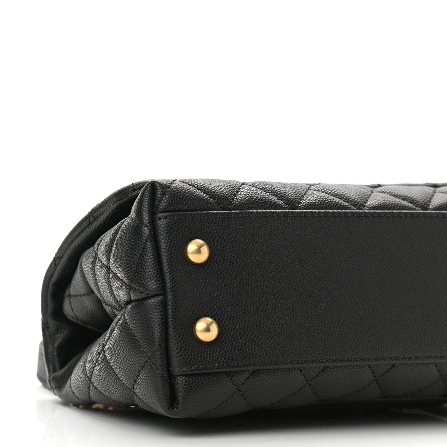 Caviar Lizard Embossed Quilted Mini Coco Handle Flap Black