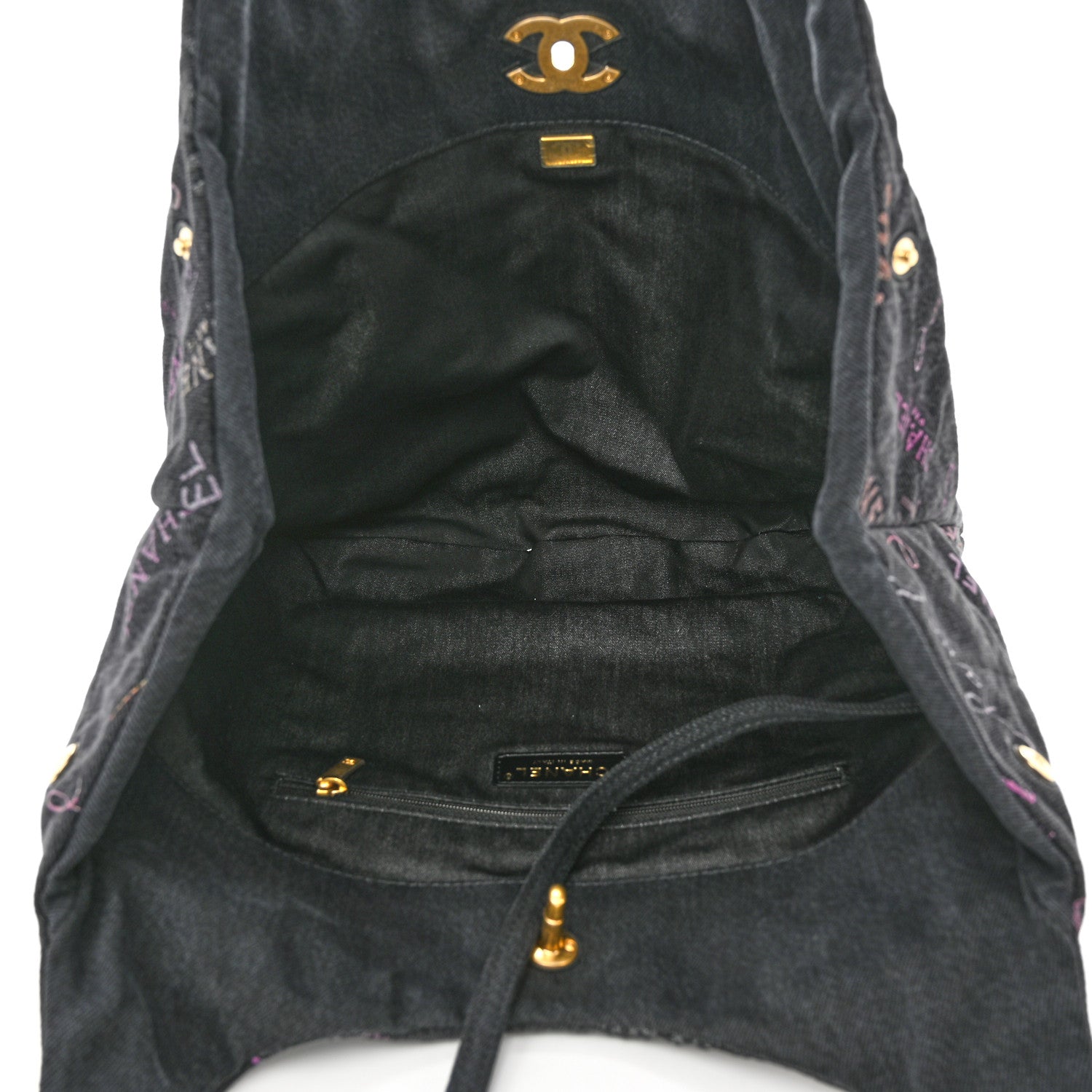 Chanel Denim Quilted Denim Mood Hobo Black Multicolor 5 of 10