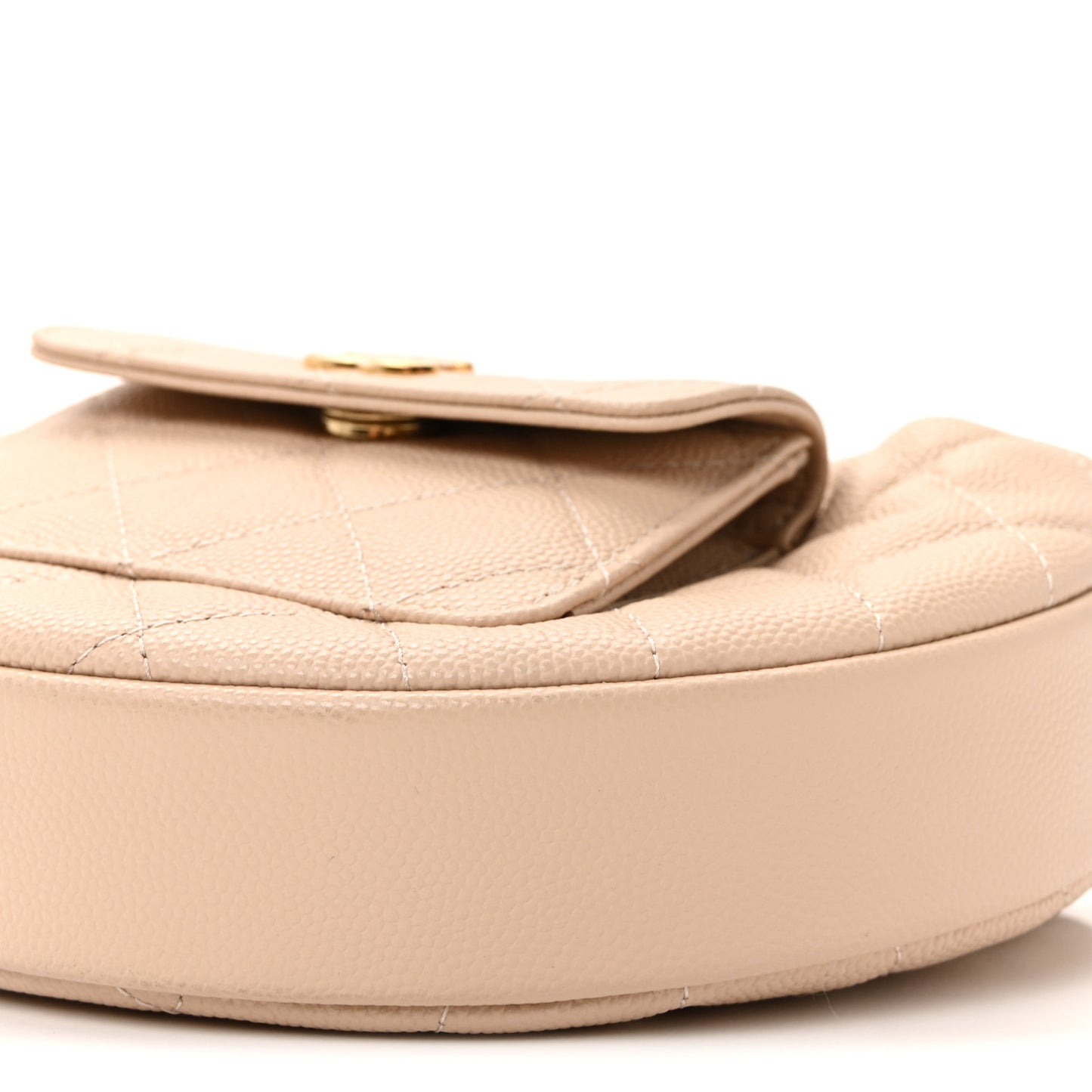 Caviar Quilted Polly Pocket Pouch Hobo Beige