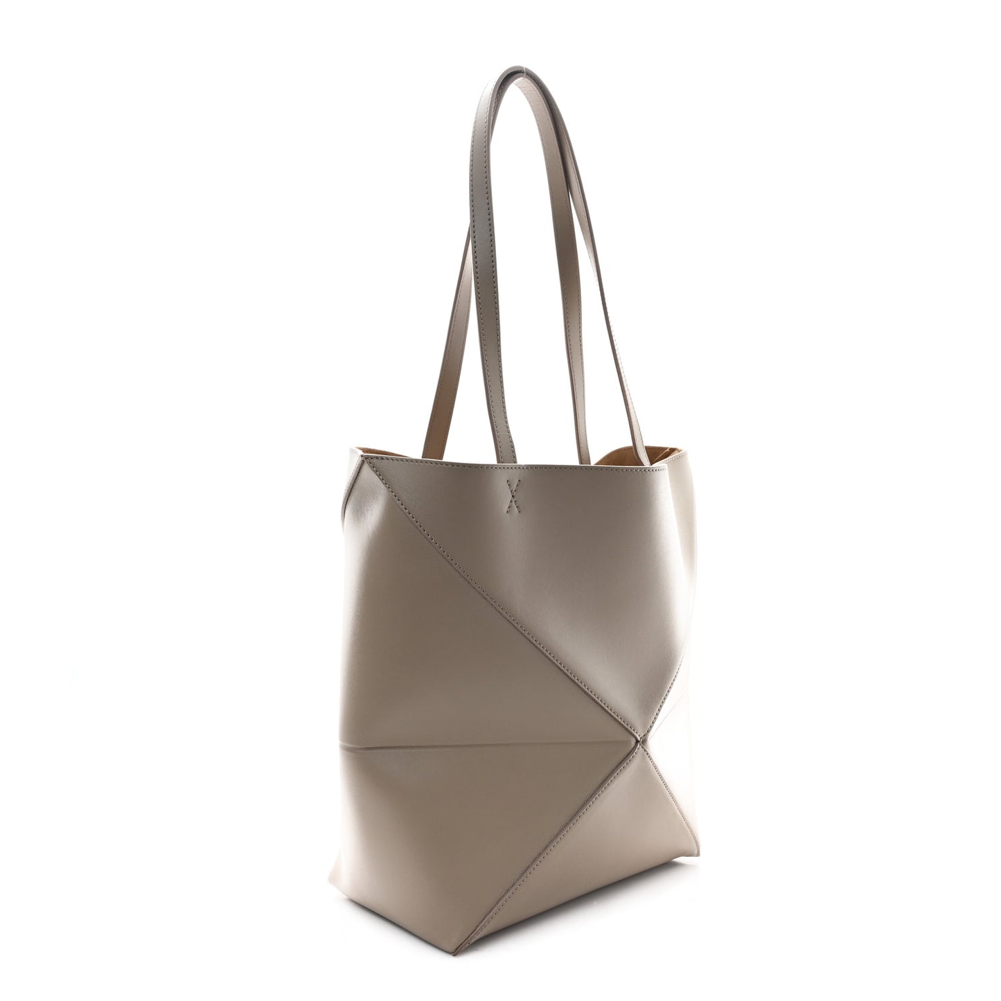 Shiny Calfskin Medium Puzzle Fold Tote Sand