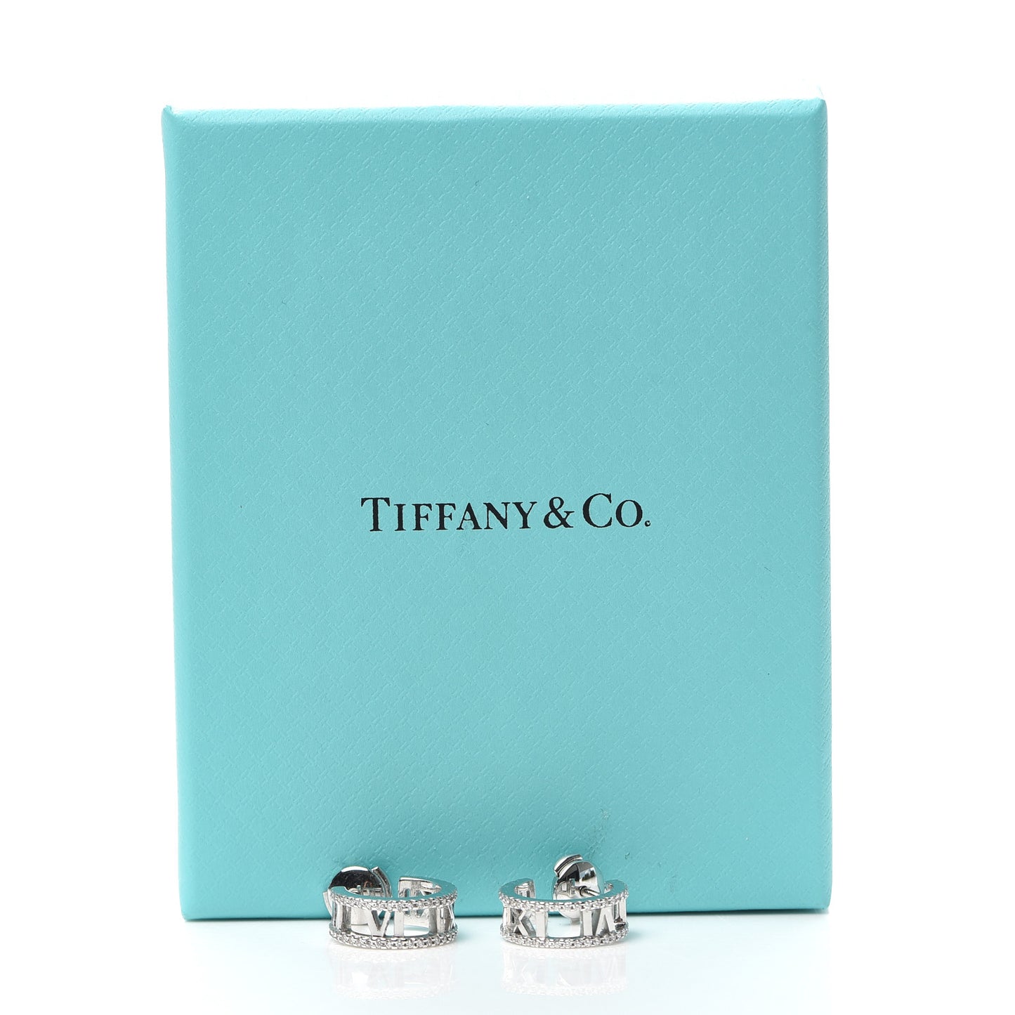 18K White Gold Diamond Atlas Open Hoop Earrings