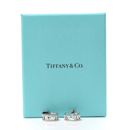 Tiffany 18K White Gold Diamond Atlas Open Hoop Earrings 5 of 5