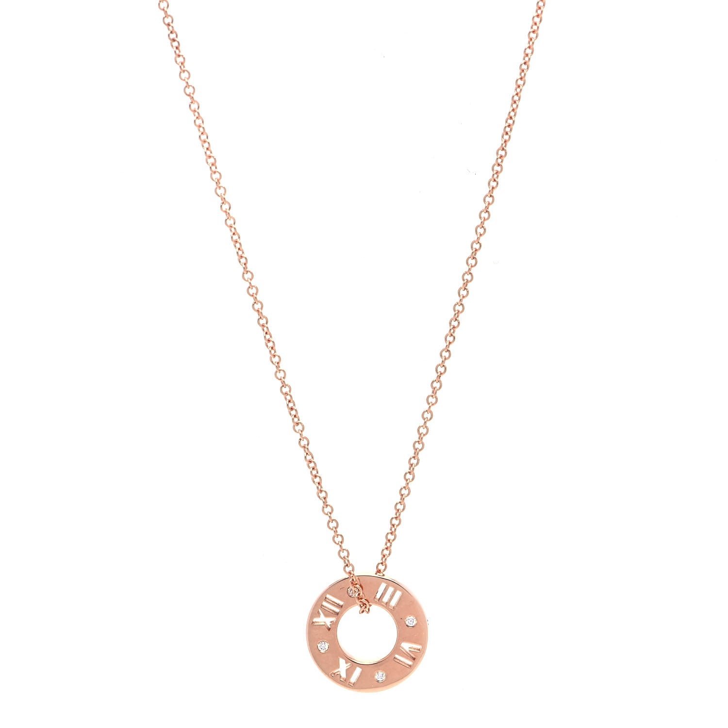 Tiffany 18K Rose Gold Diamond Atlas Pierced Pendant Necklace 1 of 7