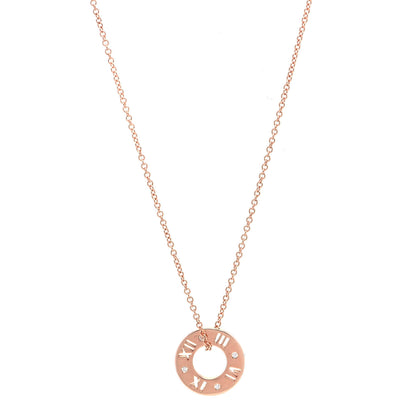 Tiffany 18K Rose Gold Diamond Atlas Pierced Pendant Necklace 1 of 7
