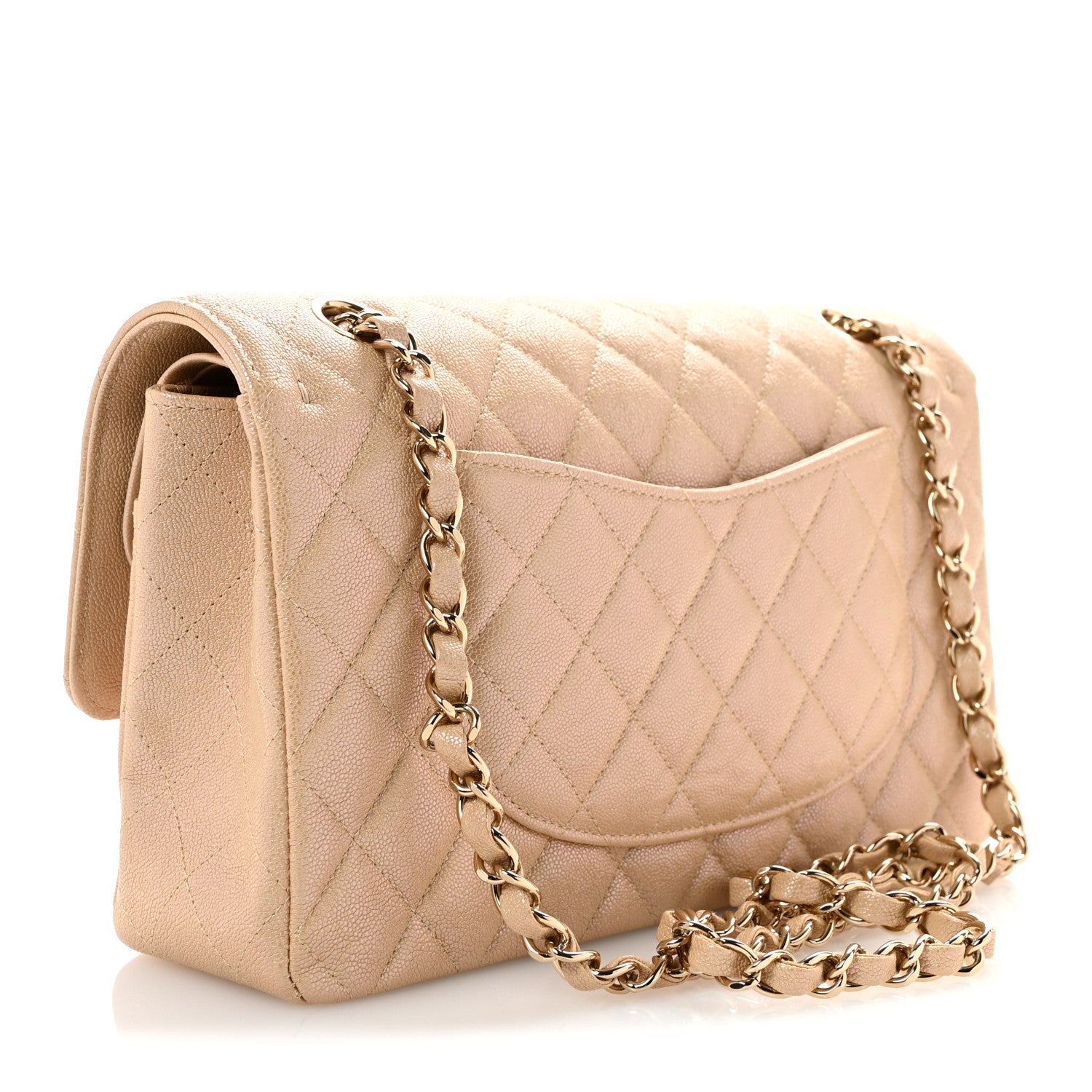 Chanel Iridescent Caviar Quilted Medium Double Flap Beige Beige 3 of 10