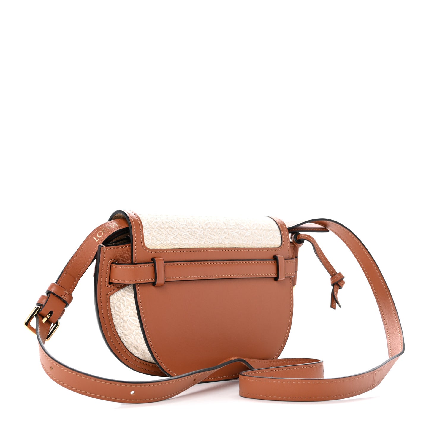 Calfskin Canvas Anagram Mini Gate Dual Bag Ecru Tan
