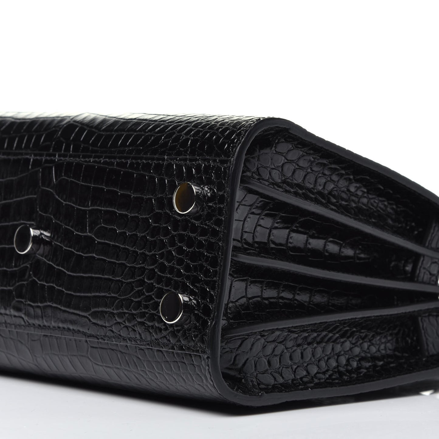 Calfskin Crocodile Embossed Nano Sac De Jour Black